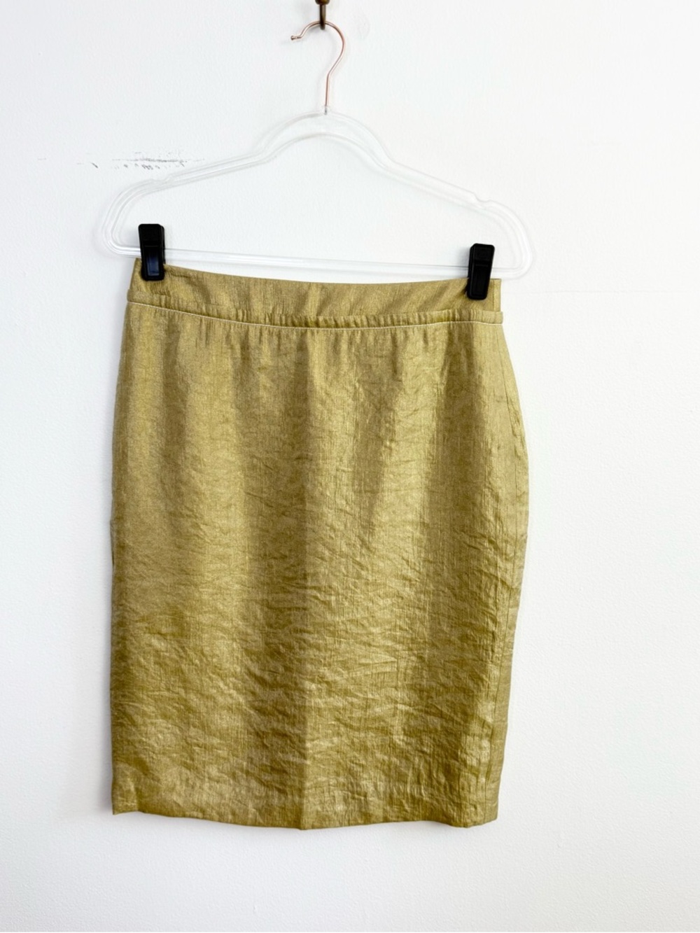 Vintage Y2K Vera Wang Gold Metallic Silk Blend Pencil Skirt NWT Size 4